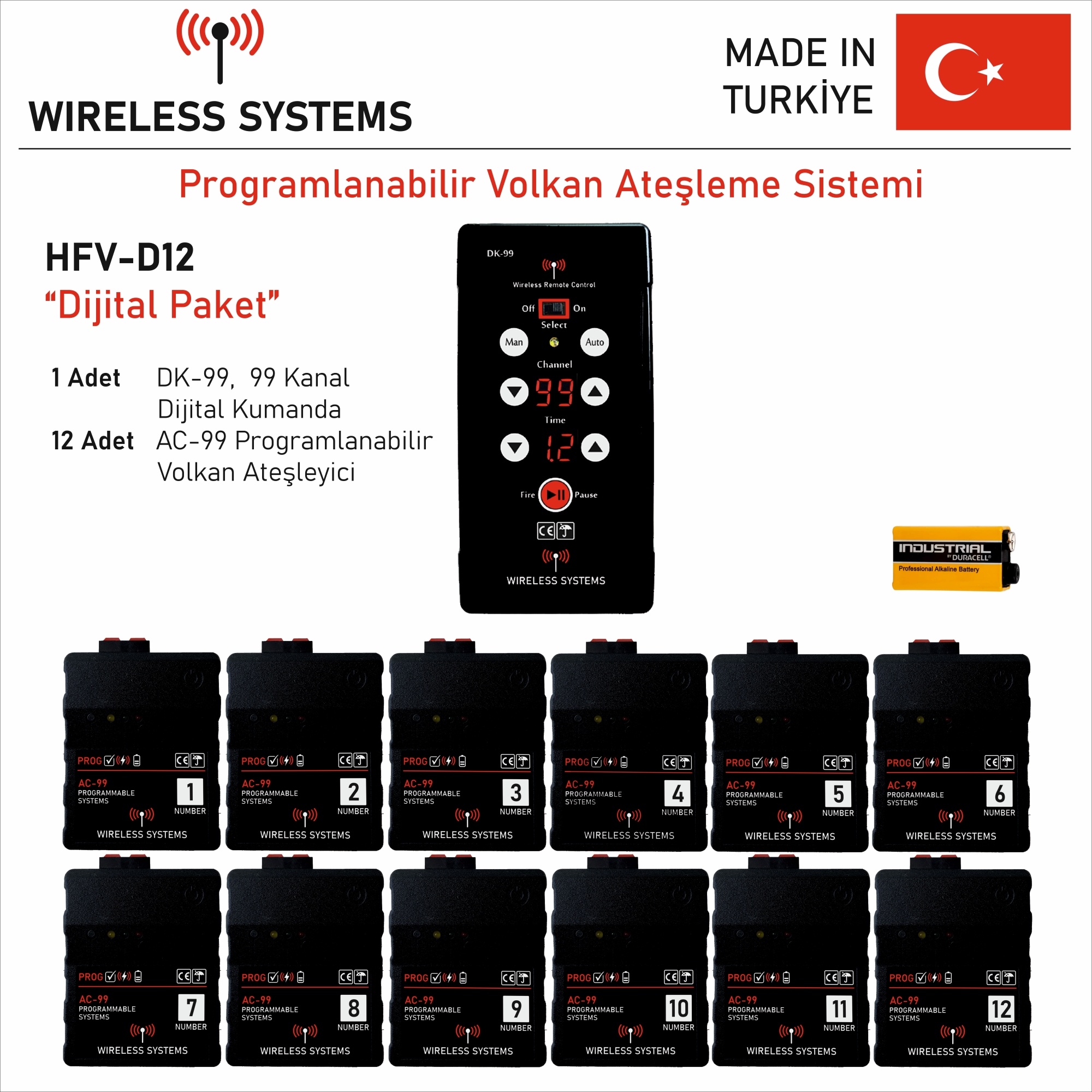 HFV-D12 "Dijital Paket" Programlanabilir Volkan Ateşleme Sistemi
